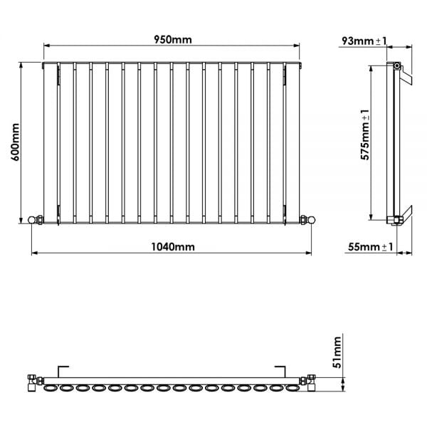 Carisa Tallis Single White Aluminium Radiator 600 x 950mm #4