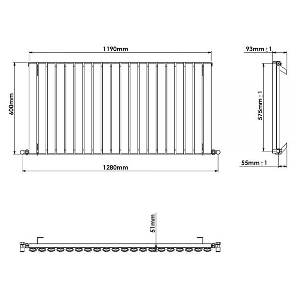 Carisa Tallis Single White Aluminium Radiator 600 x 1190mm #4