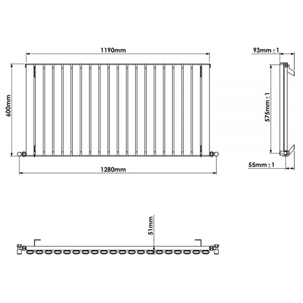 Carisa Tallis Single Anthracite Aluminium Radiator 600 x 1190mm #4