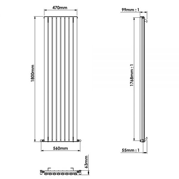 Carisa Tallis Single Anthracite Aluminium Radiator 1800 x 470mm #3
