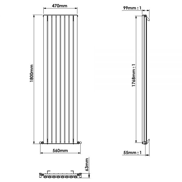 Carisa Tallis Single Navy Blue Aluminium Radiator 1800 x 470mm #3
