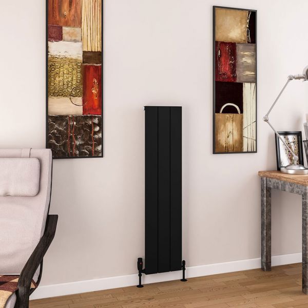 Eastbrook Charlton 1200 x 280 Matt Black Aluminium Designer Radiator #2