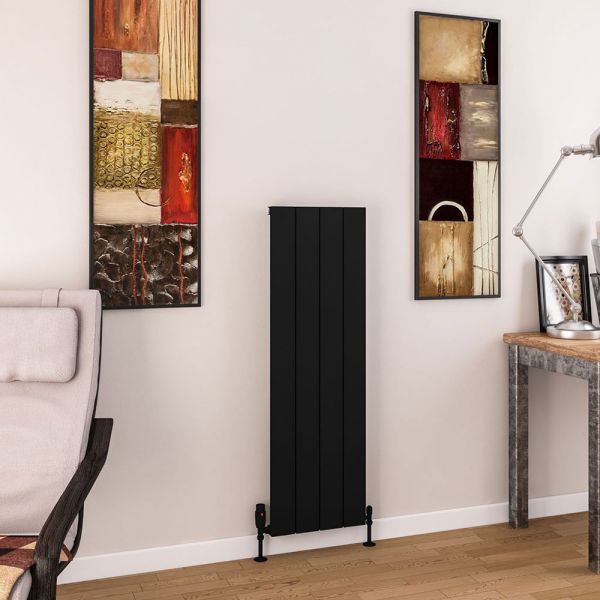 Eastbrook Charlton 1200 x 375 Matt Black Aluminium Designer Radiator #2