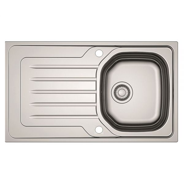 Clearwater Bolero 1 Bowl Inset Stainless Steel Kitchen Sink with Drainer 860 x 500