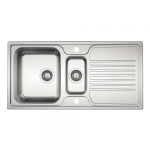Clearwater Starline 1.5 Bowl Inset Stainless Steel Kitchen Sink with Drainer 1000 x 500