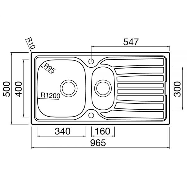 Clearwater Verdi 1.5 Bowl Inset Stainless Steel Kitchen Sink with Drainer 965 x 500 #3