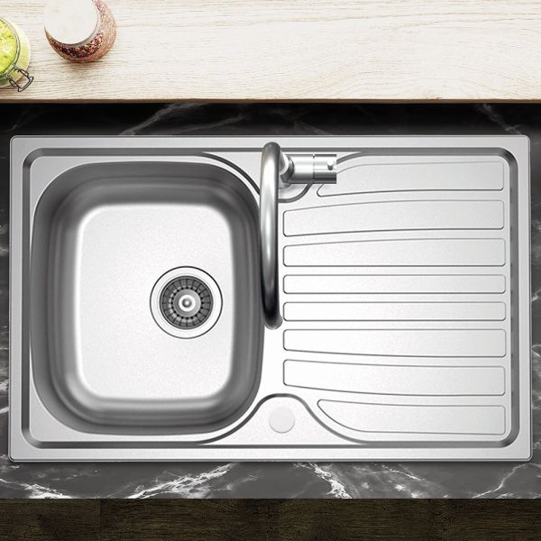 Clearwater Verdi 1 Bowl Inset Stainless Steel Kitchen Sink with Drainer 800 x 500 #2