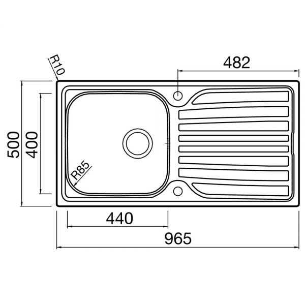 Clearwater Verdi 1 Bowl Inset Stainless Steel Kitchen Sink with Drainer 965 x 500 #3