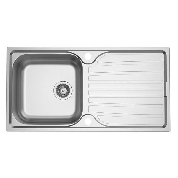 Clearwater Verdi 1 Bowl Inset Stainless Steel Kitchen Sink with Drainer 965 x 500