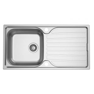 Clearwater Verdi 1 Bowl Inset Stainless Steel Kitchen Sink with Drainer 965 x 500