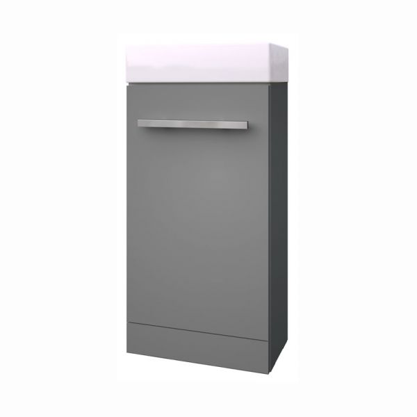 Kartell Purity 410 Storm Grey Gloss Floor Standing Cloakroom Vanity Unit and Basin