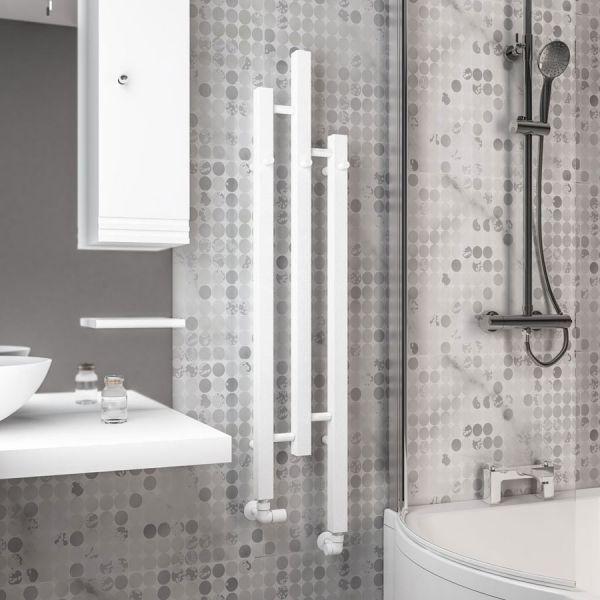 Eastbrook Conwy 1200 x 220 Matt White Designer Towel Rail #2