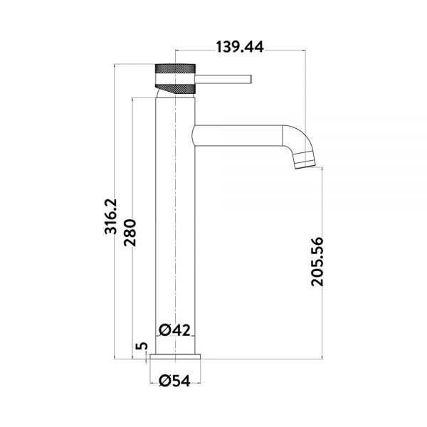 Apex Core Brass Tall Mono Basin Mixer Tap #3