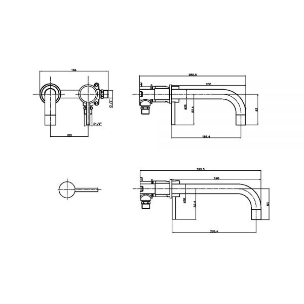 Apex Core Black Wall Mounted Bath or Basin Mixer Tap #3