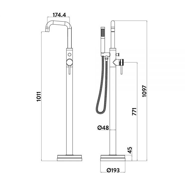 Apex Core Chrome Floor Standing Bath Shower Mixer Tap #2
