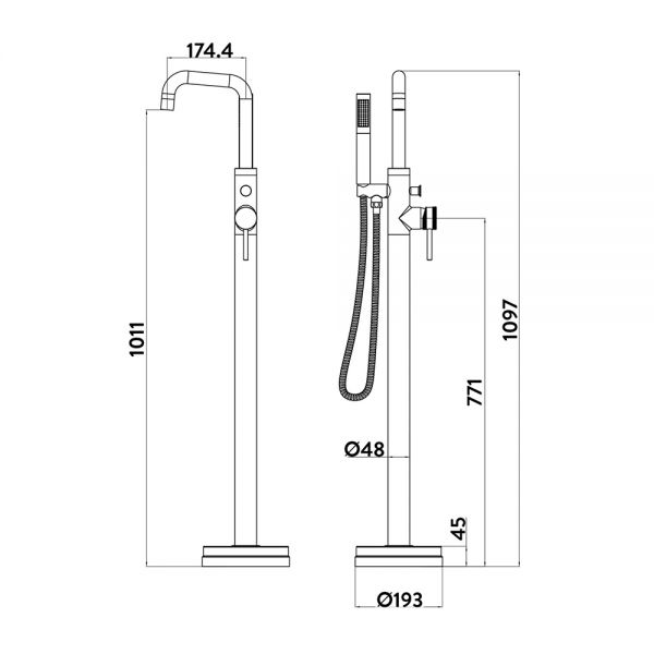 Apex Core Gunmetal Floor Standing Bath Shower Mixer Tap #2