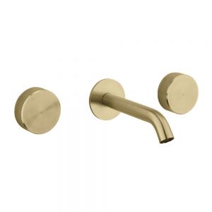 Crosswater 3ONE6 Brushed Brass Effect 3 Hole Wall Mounted Basin Mixer Tap