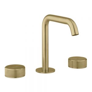 Crosswater 3ONE6 Brushed Brass Effect Deck Mounted 3 Hole Basin Mixer Tap
