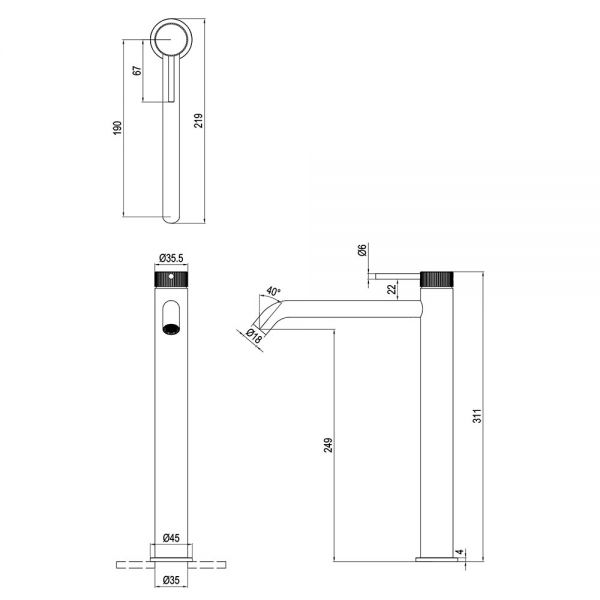 Crosswater 3ONE6 Brushed Brass Effect Tall Basin Mixer Tap #2