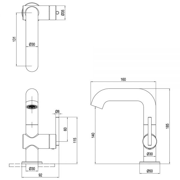 Crosswater 3ONE6 Lever Brushed Brass Effect Mono Basin Mixer Tap with Side Lever #2