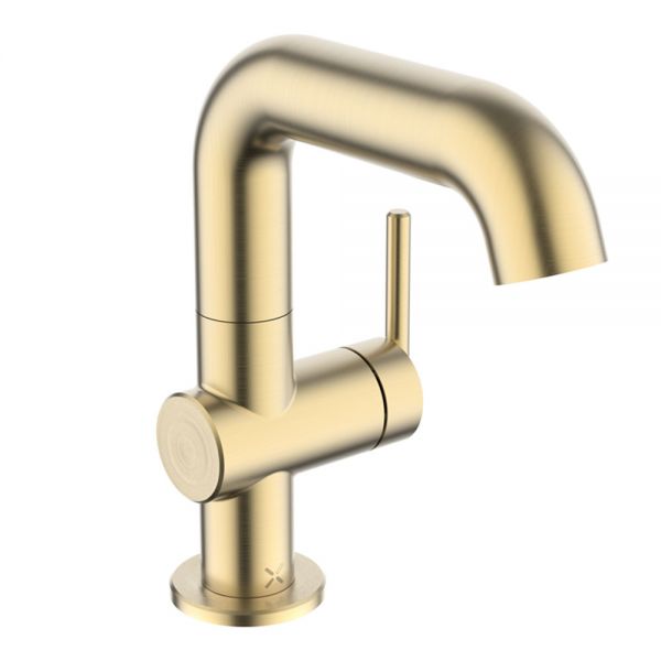 Crosswater 3ONE6 Lever Brushed Brass Effect Mono Basin Mixer Tap with Side Lever