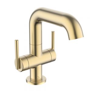 Crosswater 3ONE6 Lever Brushed Brass Effect Mono Basin Mixer Tap with Dual Levers
