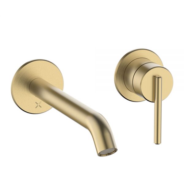 Crosswater 3ONE6 Lever Brushed Brass Effect Wall Mounted Basin Mixer Tap
