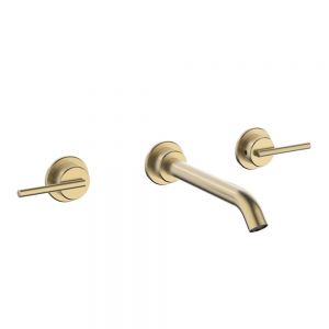 Crosswater 3ONE6 Lever Brushed Brass Effect 3 Hole Wall Mounted Basin Mixer Tap