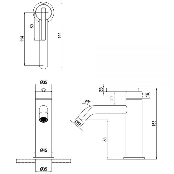 Crosswater 3ONE6 Lever Slate Mono Basin Mixer Tap #2