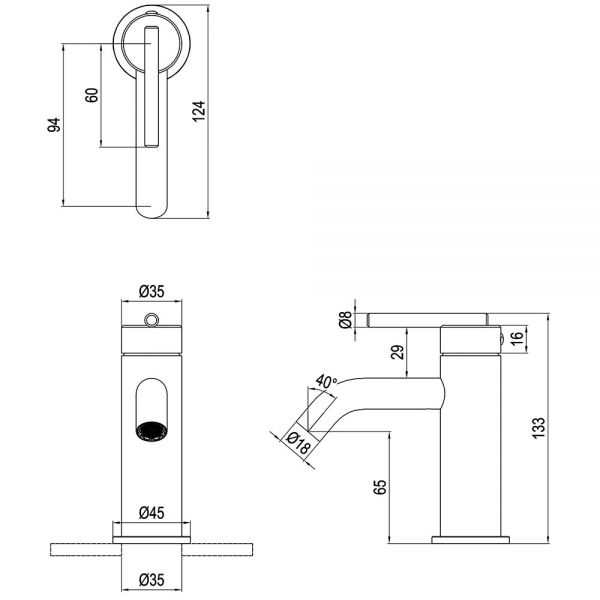Crosswater 3ONE6 Lever Slate Mini Basin Mixer Tap #2