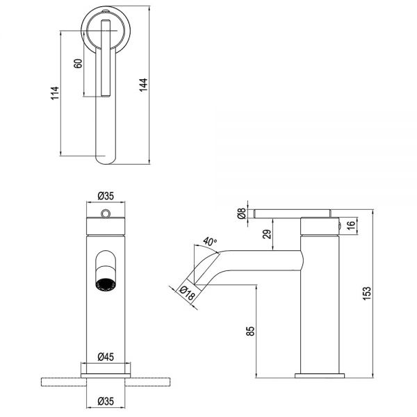 Crosswater 3ONE6 Lever Stainless Steel Mono Basin Mixer Tap #2