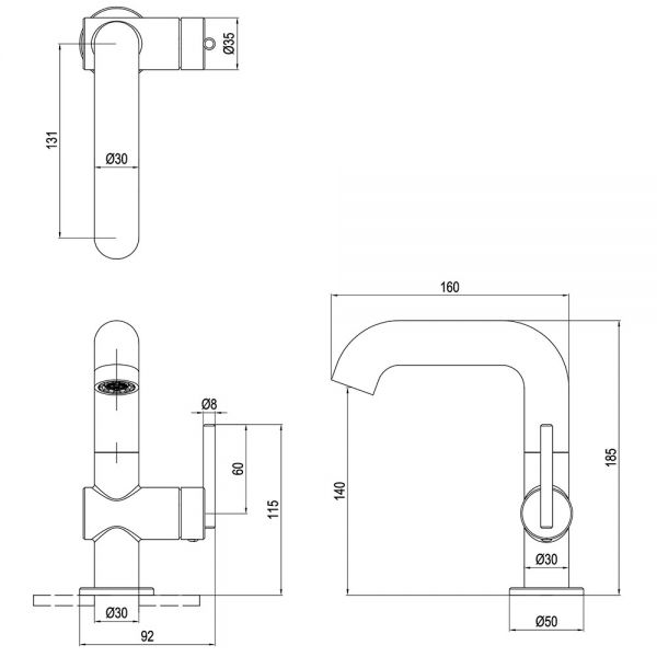 Crosswater 3ONE6 Lever Stainless Steel Mono Basin Mixer Tap with Side Lever #2
