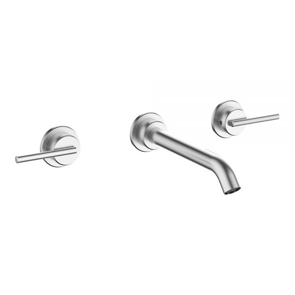 Crosswater 3ONE6 Lever Stainless Steel 3 Hole Wall Mounted Basin Mixer Tap
