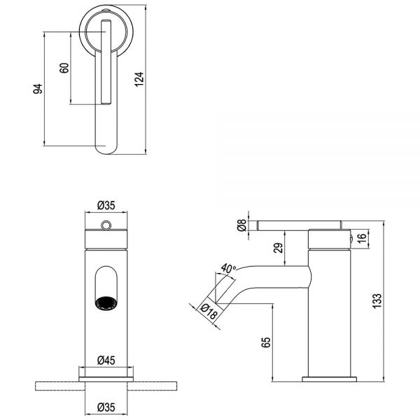 Crosswater 3ONE6 Lever Stainless Steel Mini Basin Mixer Tap #2