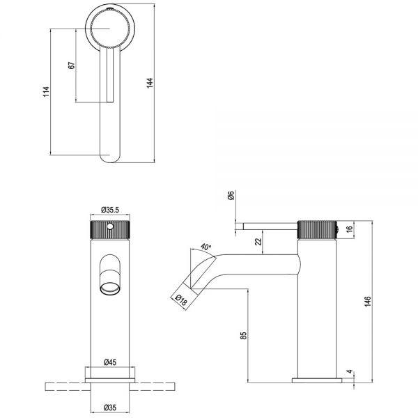 Crosswater 3ONE6 Slate Mono Basin Mixer Tap #2