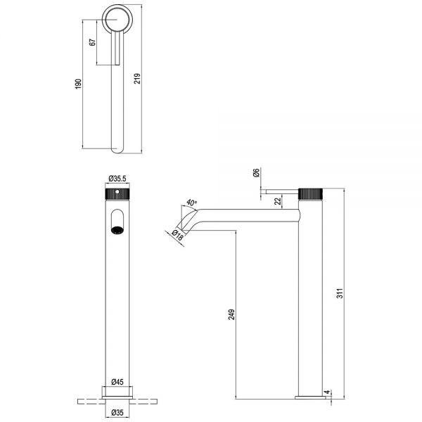 Crosswater 3ONE6 Slate Tall Basin Mixer Tap #2