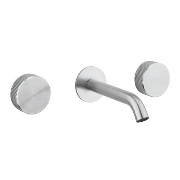 Crosswater 3ONE6 Stainless Steel 3 Hole Wall Mounted Basin Mixer Tap