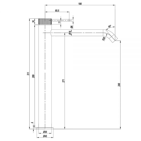 Crosswater 3ONE6 Stainless Steel Tall Basin Mixer Tap #2