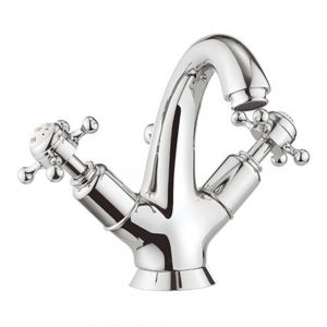 Crosswater Belgravia Crosshead Chrome High Neck Mono Basin Mixer Tap with Pop Up Waste
