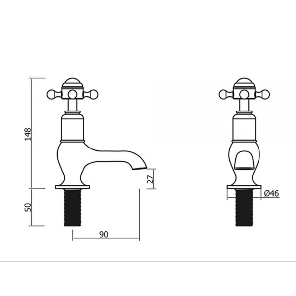 Crosswater Belgravia Crosshead Chrome Basin Pillar Taps #2