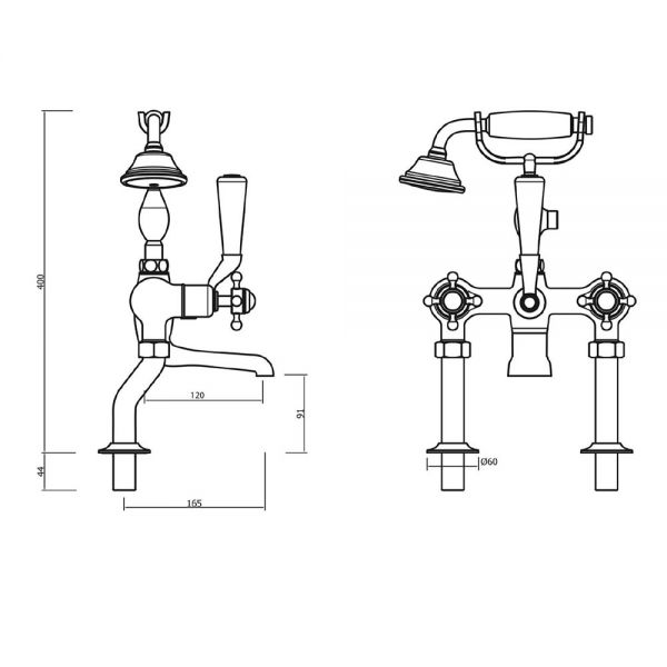 Crosswater Belgravia Crosshead Chrome Bath Shower Mixer Tap #3