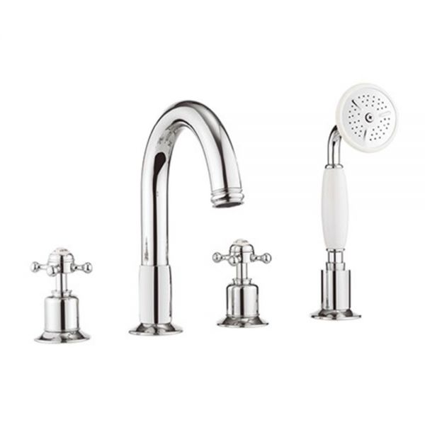 Crosswater Belgravia Crosshead Chrome Deck Mounted 4 Hole Bath Shower Mixer Tap