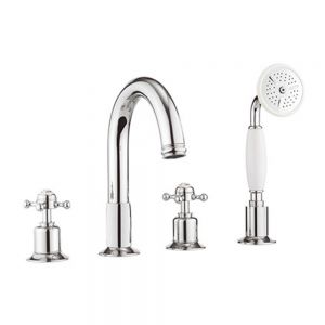 Crosswater Belgravia Crosshead Chrome Deck Mounted 4 Hole Bath Shower Mixer Tap