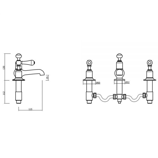Crosswater Belgravia Lever Chrome Deck Mounted 3 Hole Basin Mixer Tap with Pop Up Waste #3