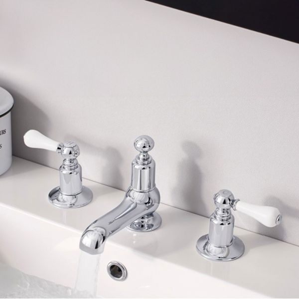 Crosswater Belgravia Lever Chrome Deck Mounted 3 Hole Basin Mixer Tap with Pop Up Waste #2
