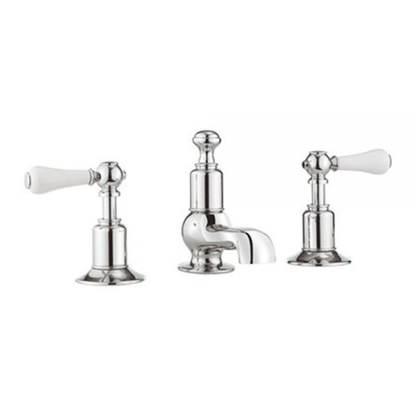 Crosswater Belgravia Lever Chrome Deck Mounted 3 Hole Basin Mixer Tap with Pop Up Waste