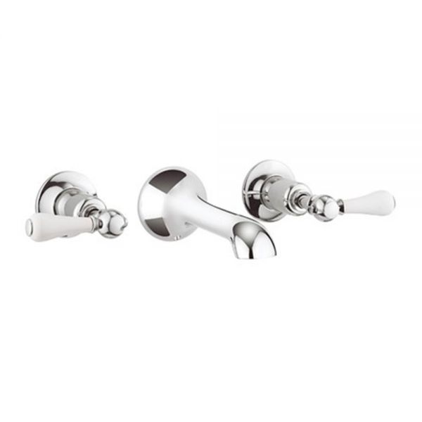 Crosswater Belgravia Lever Chrome 3 Hole Wall Mounted Basin Mixer Tap