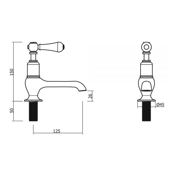 Crosswater Belgravia Lever Chrome Long Nose Basin Pillar Taps #2