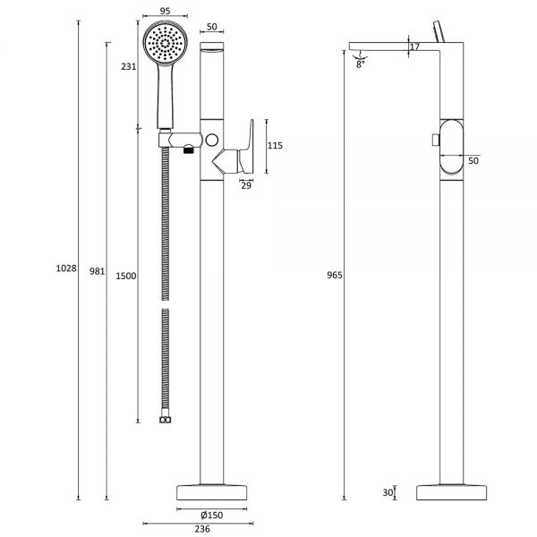 Crosswater Drift Brushed Brass Floor Standing Bath Shower Mixer Tap #2