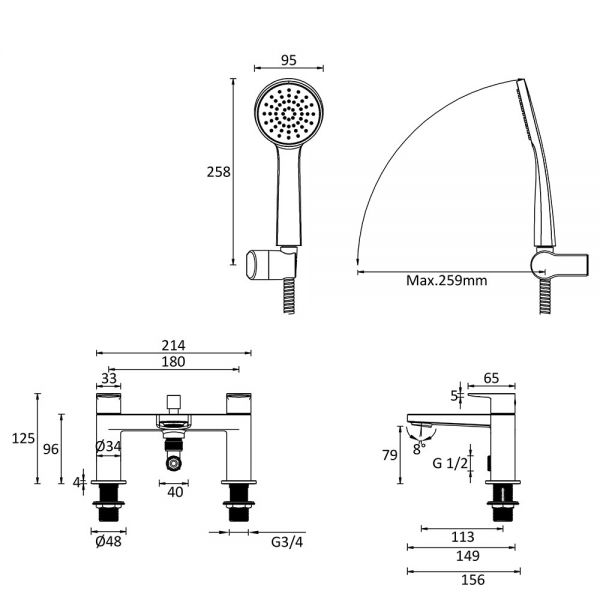 Crosswater Drift Brushed Brass Bath Shower Mixer Tap #2